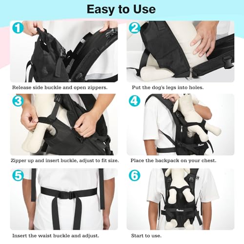 Pawaboo Pet Front Carrier Backpacks for Small Medium Dogs | Legs Out Easy-fit,Adjustable Straps,Hands-free,for Travel Hiking Cycling Camping AA-Black XL - color: AA-Black, style: Extra Large (Pack of 1)