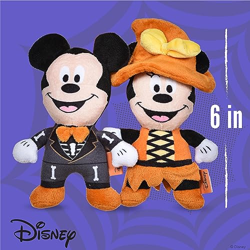 Disney for Pets Mickey & Minnie Mouse Halloween Plush Dog Toys, 6 in, 2 Pk | Skelly suit and witch costume designs, officially licensed Disney product, for Halloween fun, 2 pc set - color: Mickey & Minnie, size: 9 Inch - 2 Pack