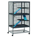 Critter Nation by MidWest Homes for Pets Double Unit Small Animal Cage, Habitat for Rats, Chinchillas, Ferrets, Sugar Gliders, Tool-Free Assembly, with Full-Width Doors, Shelves & Removable Base Pans - color: Black: 1/2 Inch Wire Spacing: Critter Nation,