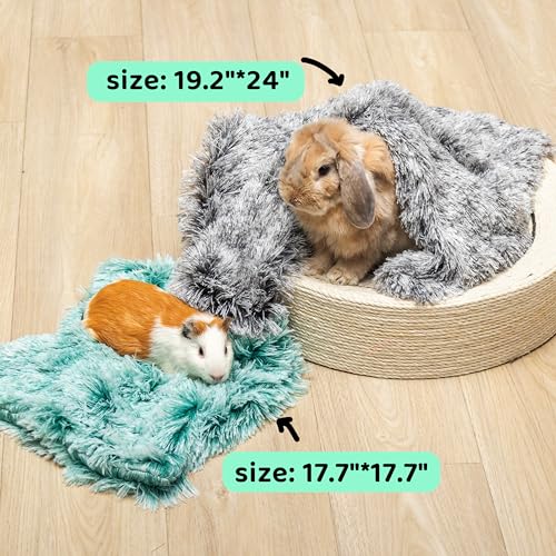Guinea Pig Blankets 4 Pack, Warm Cozy Fleece Pet Cage Accessories | Washable Cold Weather Small Animal Bedding Mat Cage Liners for Hedgehog, Rabbit, Hamster, Chinchilla (19.2x24in) - size: MEDIUM: 19.2"*24"