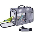 Bird Travel Carrier with Stand Perch, Breathable Bird Carrier Cage Parrot Carrier for Hiking, Airline Approved - color: Grey