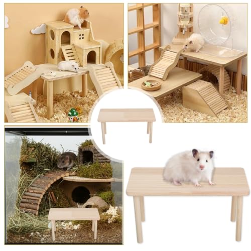 Wooden Hamster Platform, Natural Wooden Hamster Play Platform Waterproof Standing Surface 5.5'' Height Small Animal Resting Area Cage Accessory for Hamsters Squirrel Other Small Pets
