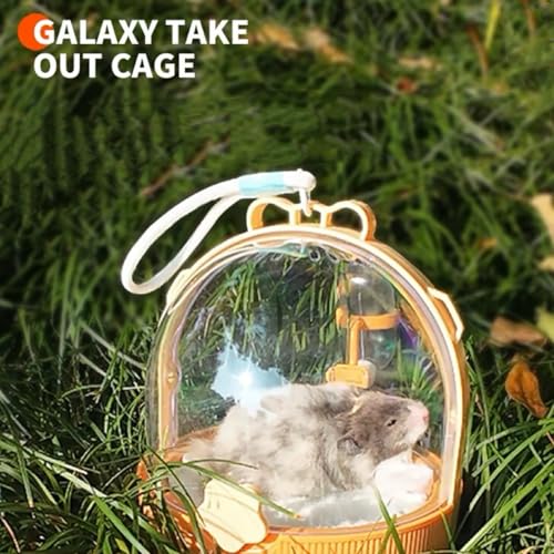 TUTU&LELE Travel Cage for Dwarf Hamster Mice Small Pets Hand Crossbody Carrier with Warm Plush Pad & Water Bottle (Yellow) - color: Yellow