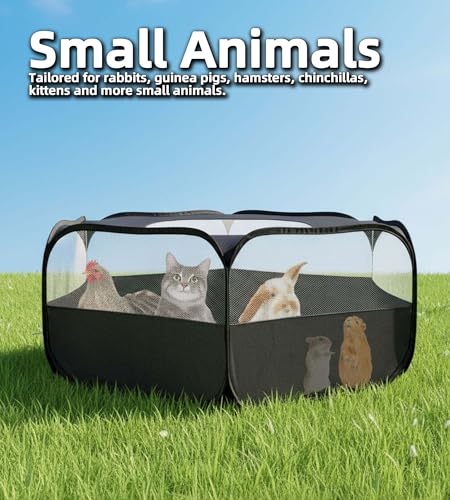 Small Animal Playpen with Mesh Cover & Waterproof Bottom Cat Tent Chicken Brooder Rabbit Guinea Pig Cage Playpen for Small Animals Indoor Outdoor Use - color: Pink