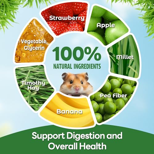 TEEWY Guinea Pig Chew Toys, Prevent Teeth Overgrowth, Natural Timothy Grass & Vegetables, Hamster Chew Toys, Guinea Pig Toys, Chinchilla Toys, 4PCS, Grass Patch & Carrots - style: 4PCS-Grass Patch & Carrots