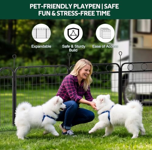 Dog Playpen - 32 Inch 8 Panel Metal Dog Pen with Door, Foldable Dog Crate Kennel Puppy playpen Exercise Pen for Large/Medium/Small Dogs, Indoor Outdoor Yard RV Camping - size: 32"H