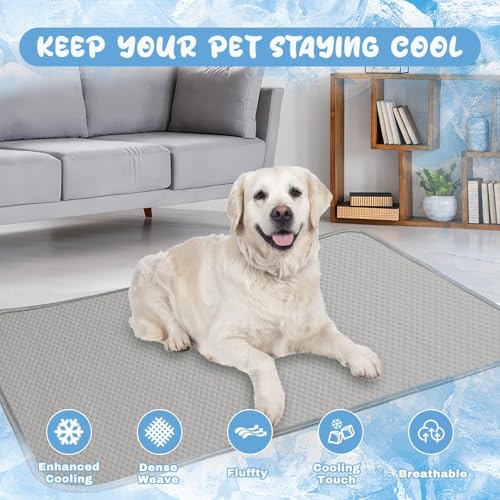 Buvlnee Summer Dog Cooling Mat Washable Ice Silk Self Cool Pad for Small Medium Large Dogs and Cats, Pet Sleeping Pad for Crate, Bed, Indoor & Outdoor Floor, Car Seats - color: Gray, size: 40x28in