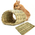 Hamiledyi Rabbit Grass Tunnel,Rabbit Grass Bed Natural Straw Woven Mat Winter Warm Hideaway Hut for Bunny Gerbil Ferrets Chinchilla Guinea Pig - size: Medium(9.1x7.5x6.7in)