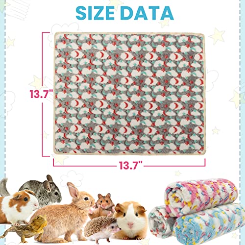 3PC Rabbit Bedding Mat Washable Soft Cage Liner Sleep Pad Fleece Blankets for Small Animals Guinea Pig Rat Ferret Chinchilla Hedgehog Hamster (S) - size: S