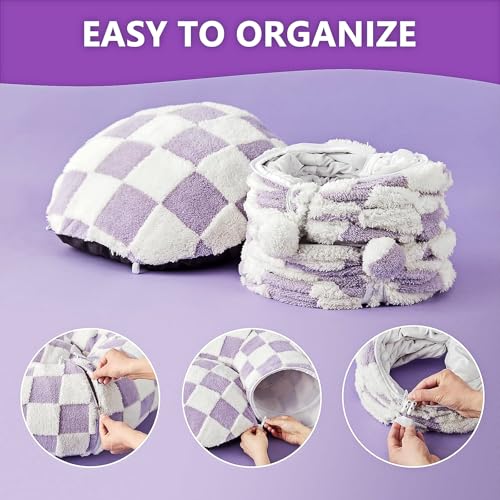Cat Tunnel Bed with Washable Cushion for Indoor Cat, Donut Cave Tube Toys for Kitten Puppy Rabbit, Purple - color: Purple