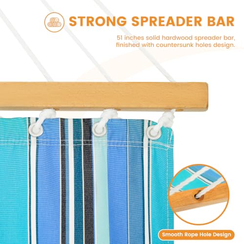 Lazy Daze 12 FT Sunbrella Fabric Hammock, Non-Fading Double Outdoor Hammock | 2 Person Hammock with Pillow, Straps, Carabiners , All Weather Fade Resistant for Outside, Dolce Oasis - color: Dolce Oasis