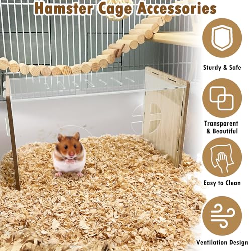 PINVNBY Acrylic Small Animal Hideout - Transparent Hamster Hide & House for Syrian, Dwarf Hamster, Guinea Pig, Gerbils, Rat, Mouse