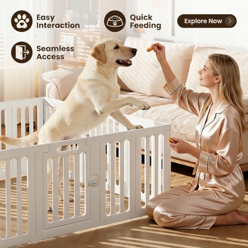 Dog Playpen with Door, Portable Large Puppy Playpen for Indoor & Outdoor Use, Tool-Free Assembly Modern Pet Play Pen for Dogs, Cats & Rabbit Cage - color: 10 Panels 2 Door, style: 10 Panels 2 Door