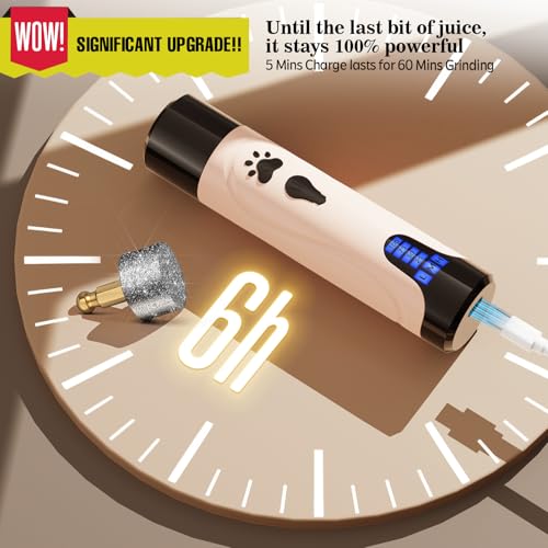 Dog Nail Grinder, Dog Nail Trimmers and Clippers Kit, Super Quiet, Rechargeable, for Small Large Dogs Cats Toenail Claw Grooming,3 Speeds - color: Creamy Pink