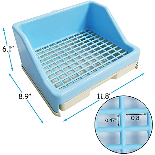 kathson Rabbit Litter Box Trainer Small Animal Potty Corner Toilet with Drawer Pet Cage Pan Litter Bedding Box for Adult Guinea Pig Hamster Bunny Ferret Galesaur Mouse Squirrel (Blue) - color: Blue