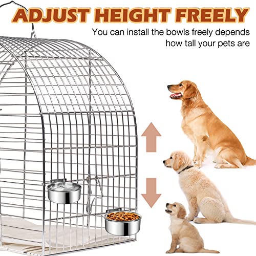 Dog Crate Water and Food Bowl, ShineMe Stainless Steel Dogs Bowls Hanging 2 Pack for Cage Crate Kennel, Spill Proof Dog Bowl for Medium and Small Sized Dogs Cats Pets (6.3 * 2.6” & 5.5 * 2.4”) - color: Silver (40oz+26oz)
