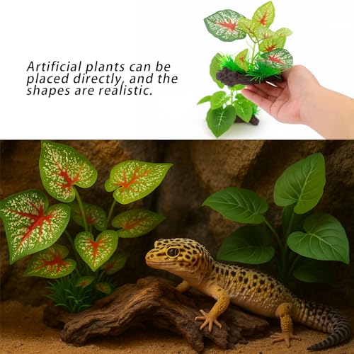 13 PCS Reptile Reptile Eco Bottle Decoration Set - vines, eco bottle plants, hanging greenery, leaf feeders, lizards, geckos, bearded dragons Landscape drawn hideout logs and habitat accessories