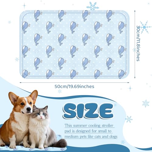 Nuanchu Dog Stroller Cooling Mat, Waterproof Gel Pet Cooling Pad for Summer, Washable Cat Sleeping Blanket, Portable Ice Gel Travel Mat for Cats, Crates, Car Seat(11.81 x 19.69 Inches,Whale) - size: 11.81 x 19.69 Inches, style: Whale
