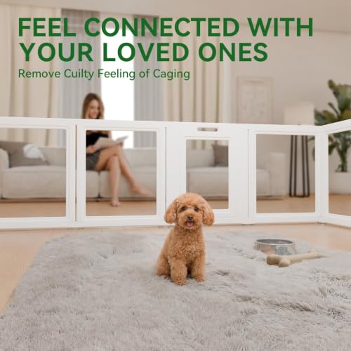 EVERFRONT Clear Acrylic Dog Playpen - Clear Dog Play Pen - Easy Assemble Acrylic Dog Playpen - Puppy Playpen, Cat Playpen, Small Animal Playpen, Dog Play Pen Indoors (24", 10 Panels) - size: 24"