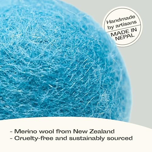 MEOWFIA Wool Ball Toys - 6-Pack of Safe for Cats and Small Dogs Balls - 1.5 Inch Felted Wool Cat Toy and Dog Toy - Perfect with Cat Cave - Silent - Mini Tennis Balls - (2in/Aquamarine) - size: 2.0 Inch