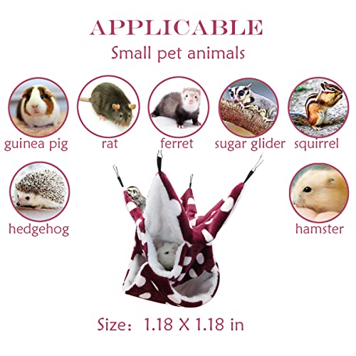 LEFTSTARER Rat Ferret Sugar Glider Cage Hammock Bedding Small Pet Cage Accessories Toy Triple-Layer Hammock Bedding for Hamster Guinea Pig Sugar Glider Rat Ferret Chinchilla Playing Sleeping(Red) - color: Red