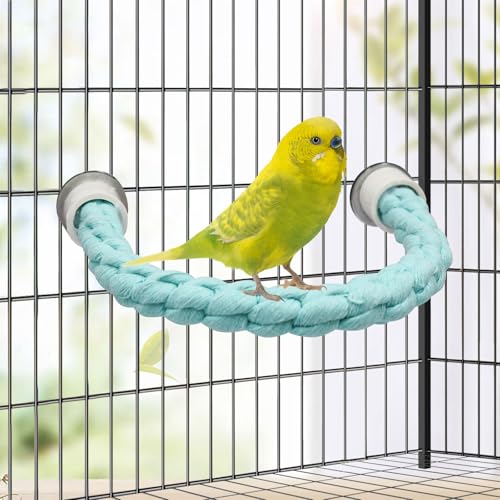 Dnoifne Bird Rope Perch, Cotton Bendable Parrot Perch Stand Toy, Bird Standing Climbing Rope, Bird Cage Accessory, Suitable for Small Birds Parrot Parakeet Budgies Cockatiels Lovebirds (22"/55 CM) - size: 22"/55 CM
