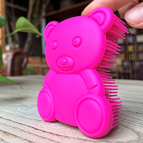 Premium Sensory Brush for Kids or Autism,Soft Silicone Body Scrubber,2 in 1 Sensory Room Occupational Therapy Sensory Brushes,Silicone Loofah,Pet Shower Brush Bath Brush Shampoo Brush(Bear-deep Pink) - color: Bear-deep Pink