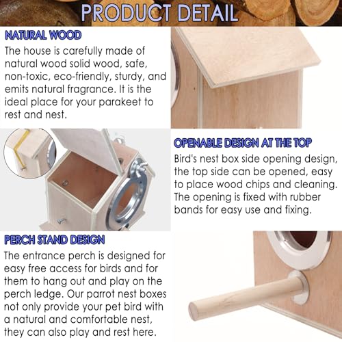 kathson Cockatiel Nesting Box,Bird Nest House,Parakeet Breeding Mating Hut,Parakeet Nesting Box for Budgie,Lovebirds,Conure,Canary,Finch and Small Medium Birds,XL - size: XL