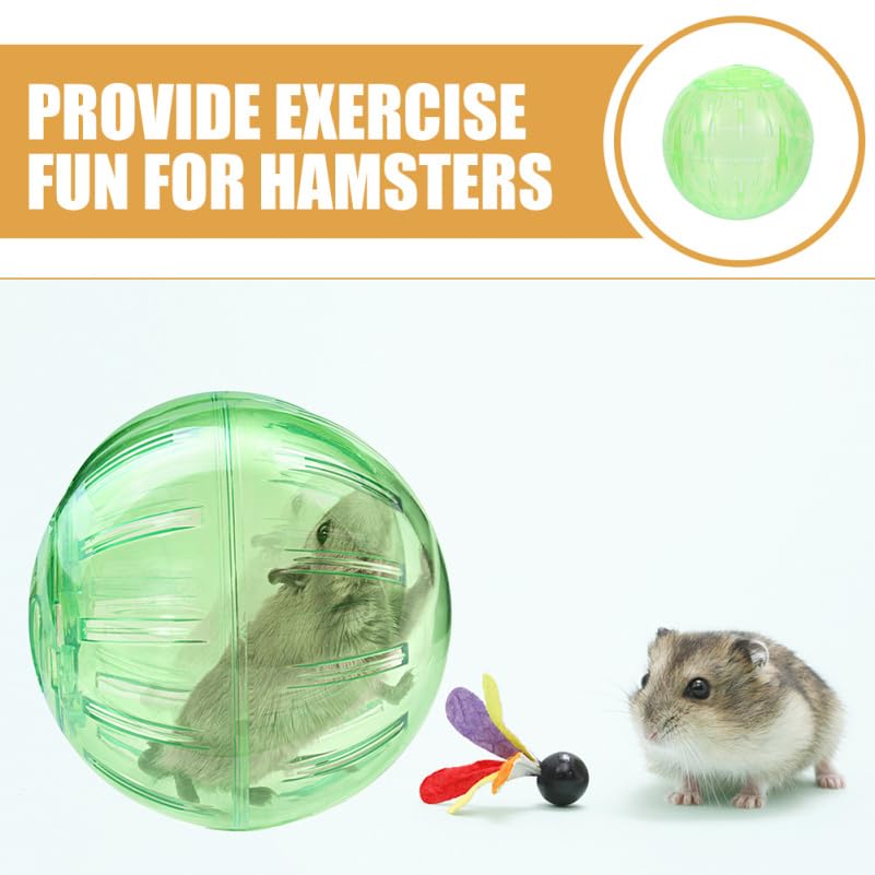 POPETPOP Hamster Running Ball 3.93-Inch Transparent Exercise Ball for Small Pets Gerbils Chinchillas and Guinea Pigs Lightweight Portable Toy for Indoor and Outdoor Play - color: Green