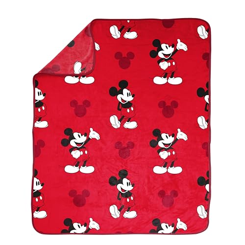 Jay Franco Disney Mickey Mouse Plush Throw Blanket - Measures 50 x 60 Inches - Kids Super Soft Red Fleece Bedding - color: Red - Mickey Mouse
