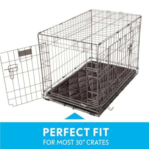 Paw Inspired Washable Padded Crate Mats for Dogs, Gray, 29x18 Inch | Fits 30-inch Kennels, Leakproof, Waterproof Bottom, Plush Dog Pad, Pet Bed - color: Gray, size: 30 Inch
