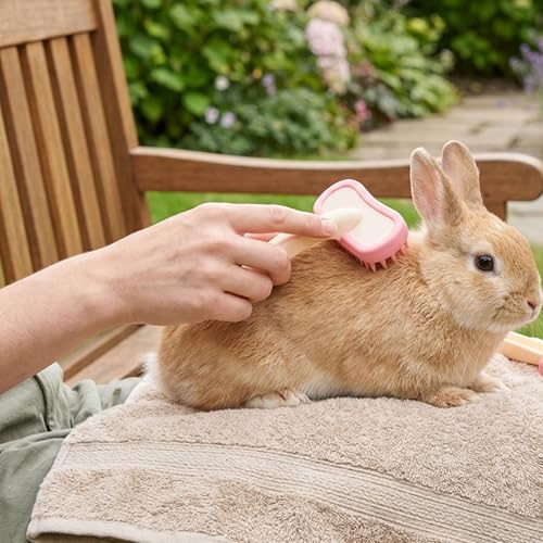 2 Pack Rabbit Grooming Kit, Bunny Brush, Soft Silicone Small Pet Brush for Shedding Season and Bath Time, Gentle Massage Comb for Rabbits, Chinchillas, Cats and Dogs