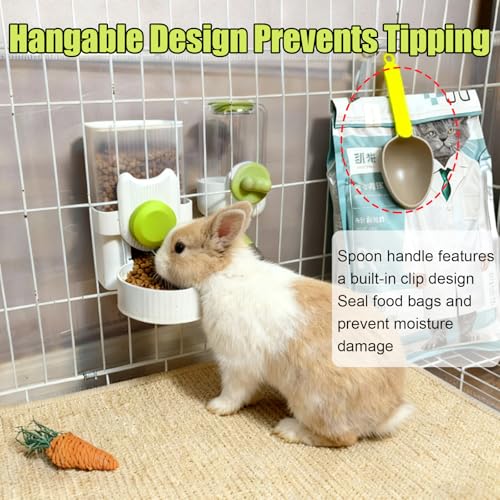 Rabbit Gravity Feeder Waterer Set Automatic Guinea Pig Food Water Dispenser Food Water Bowl Feeding Station for Puppy Kitten Guinea Pigs Chinchilla Hedgehog Small Animals (Green) - color: Green