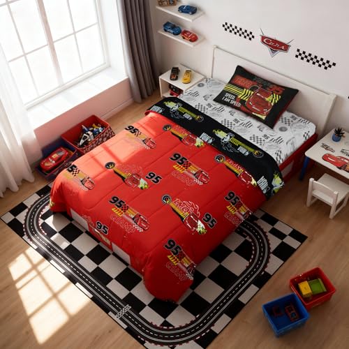 Northwest Disney Pixar Cars Twin Comforter Set, Reversible Lightning McQueen Design, Ultra Soft Fade Resistant Microfiber Kids Bedding Set, Officially Licensed - color: Pixar Cars