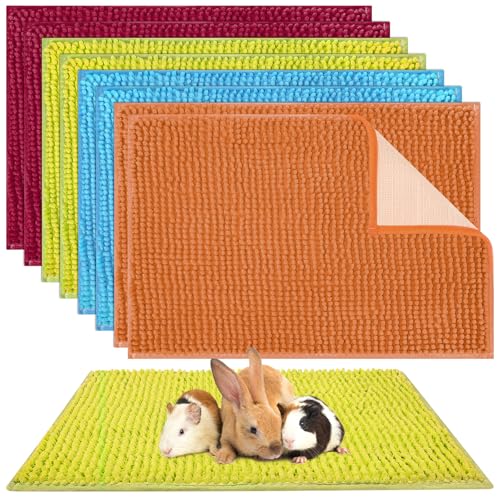 Barydat 8 Pcs Guinea Pig Cage Liner 24x16'' Washable Rabbit Fleece Mat Reusable Training Bedding Pee Sleeping Pad for Animal Hamster Chinchilla(Champagne, Lake Blue, Dark Purple, Grass Green) - color: Champagne, Lake Blue, Dark Purple, Grass Green, size: