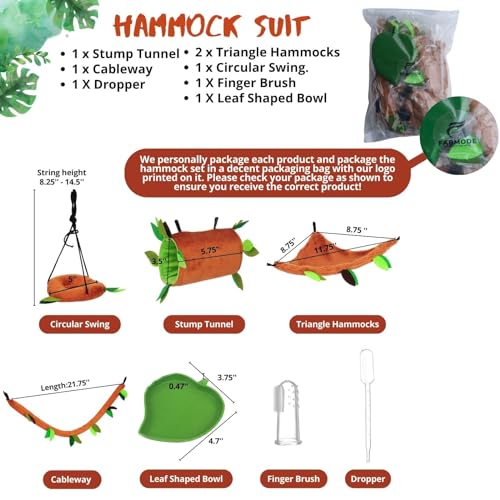 5Pcs Sugar Glider Supplies Cage Accessories Hammock Set Hanging Bed Hideout for Small Animal Pets Hamster Guinea Pig Squirrel Gerbils