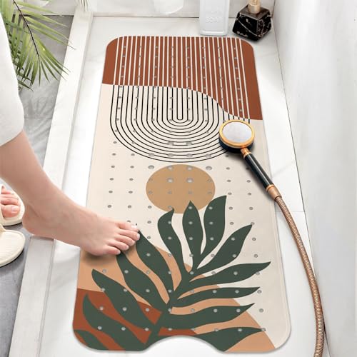 Rainbow Bathtub Mat Non Slip, Boho Baby Bath Mat for Tub Rubber Tub Mat, Kids Bath Mats for Bathroom Abstract Anti Slip Shower Mat with Suction and Drain Holes Machine Washable, 40″X16″ - color: B06, size: 40" x 16" (Rectangular)