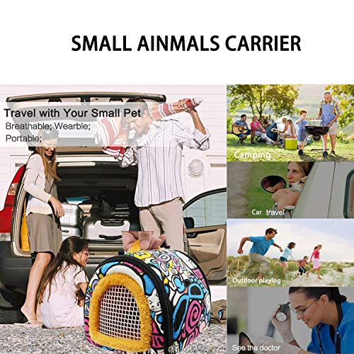 KAMEIOU Small Animal Carrier Bag Small Guinea Pig Hedgehog Carriers with Detachable Strap Double Zipper Travel Pets Small Guinea Pig Chinchillas Hamster Rat Hedgehog Sling Carry Bag for Small Animals