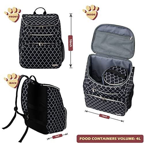 BAGLHER Dog Travel Bag Backpack, Airline Approved Pet Supplies Backpack, Dog Travel Bag with 2 Silicone Collapsible Bowls and 2 Food Baskets DLBlack - color: DLBlack