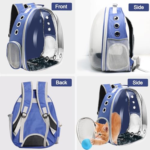 Cat Backpack Carrier, Pet Cat Carrier with Ventilated Design for Carrying Puppy Cats, Pet Carrier Backpack for Traveling/Hiking/Camping/Outdoors Airline Approved Travel Carrier (Blue) - color: Blue