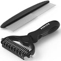 Docrok Pet Grooming Combo: Undercoat Rake, Dematting Deshedding Brush for Long-Haired Dogs and Cats, Black | Dematting Deshedding Undercoat Rake, Cat Brush Dog Brush Shedding Tool for Long Matted Haired Pets - color: Black
