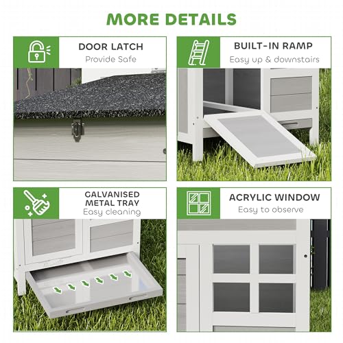 PawHut Chicken Coop Outdoor Weatherproof for 1-2 Chickens 36" x 25" x 27" | Wooden Duck House, Nesting Box, Pull-Out Metal Tray, Rabbits Ducks, Poultry Cage Rabbit Hutch, Backyard Farm