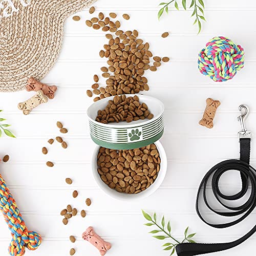 Bone Dry Paw & Patch Ceramic Pet Collection, Medium Set, 6x2, Hunter Green, 2 Piece (5742) - color: Hunter Green, size: Medium Bowl Set, 6x2"