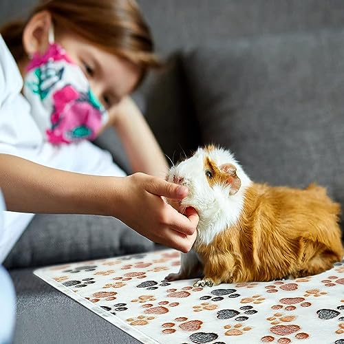 YUEPET 3 Pack Waterproof Guinea Pig Blankets, Fleece Cage Liners, SM | Fleece Bedding for Guinea Pigs, Waterproof Backing, Machine Washable, Soft Fleece Surface, 30 x 16 in - color: White+pink+coffee, size: SM-30"×16"