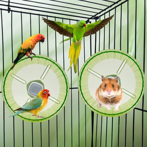 Birds Running Wheel Exercise Toys, Parrot Hamster Exercise Wheel Toy, Quiet Running Wheel for Parrots Bird Parakeets Hamster Guinea Pig Budgie Lovebird and More (Green)