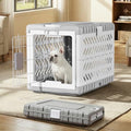 Collapsible Dog Crate for Medium/Small Dogs - 28" L Foldable Dog Cage No-Tool Assembly, Travel Dog Crate with 2 Wheels - Easy to Carry, Space-Saving, Indoor Outdoor Use, 27.96"(L) X18.3(W) X20.87(H) - size: 28.0"L x 18.3"W x 20.9"H