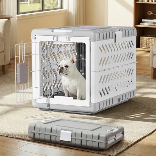 Collapsible Dog Crate for Medium/Small Dogs - 28" L Foldable Dog Cage No-Tool Assembly, Travel Dog Crate with 2 Wheels - Easy to Carry, Space-Saving, Indoor Outdoor Use, 27.96"(L) X18.3(W) X20.87(H) - size: 28.0"L x 18.3"W x 20.9"H