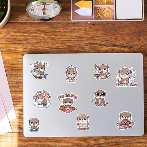 Vybonz Otter Sticker Cute Animal Decal Funny Cartoon Animal Wildlife | Otter Stickers with Cute Animal Characters for Otter Lovers, Laptop, Water Bottle, Journal and Notebook Use - color: Otter, size: 3in