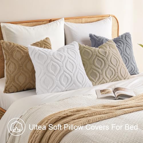 decorUhome Faux Fur Light Brown Khaki Throw Pillow Covers 16x16 Set of 2 | Plush Solid Fall Couch Pillow Covers, Accent Modern Farmhouse Neutral Decorative Soft Pillow Cases for Sofa Bed Living Room - color: Light Brown Khaki, size: 16" x 16" (Pack of 2)