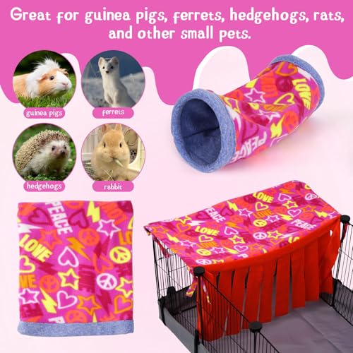 NAPLORD Small Pet Fleece Set,Guinea Pig Snuggle Sack, Tunnel,Fleece Forest Hideout,Square and Round Potty Pads for Guinea Pigs and More - color: Pink, size: 1 piece Tunnel